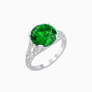 Vintage Inspired Round Cut Engagement Ring with Diamond Shoulders - Shahin Jewelry
